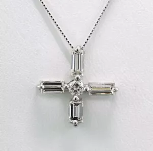 Brillant-Diamant Anhänger an Kette 1,00 carat Kreuz Platin Wert 3.700 € NEU - Bild 1 von 5