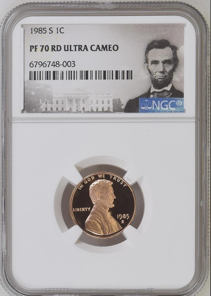 :1985-S 1C LINCOLN CENT NGC PF 70 ULTRA CAMEO TOP POP RARITY R5 HIGHEST GRADES - Image 1 of 2