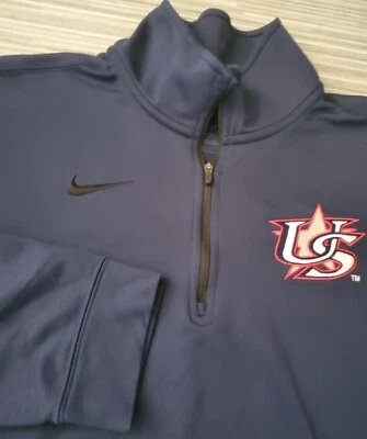 Nuevo NIKE TEAM EE. UU. Béisbol DriFit Chaqueta Abrigo 1/3 Cremallera Térmica Azul Para Hombres Pequeño Foto 1 de 3