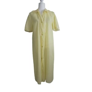Fashions by Marilyn Yellow Vintage Night Gown Robe Dotted Laced Lined 1950s - Bild 1 von 11