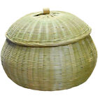 Storage Basket Bamboo Woven With Lid Baskets For Shelves Lids Wicker Fruit