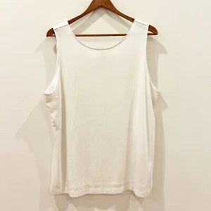 Chicos Top Women 3 (16/18) Ivory Travelers Sleeveless Tank Lined Stretch Classic - Picture 1 of 9