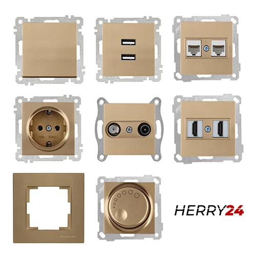 Steckdosen Schalter USB HDMI SAT Rahmen RITA Gold Unterputz - Bild 1 von 1