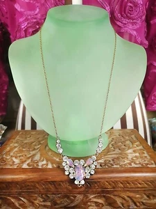 Art Deco Vintage Dragon's Breath Opal Necklace Paste Rhinestone 1930s - Picture 1 of 8