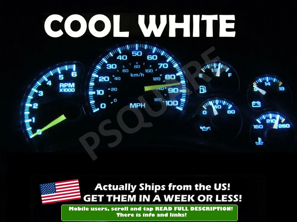 Gauge Cluster LED Dashboard Bulbs Cool White For Chevy GMC 99 02 Truck  - Image 1 of 2