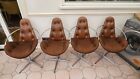 (1950/60S) 4 Chairs, Vintage, Pre-Loved, Leather, Cord Fabric, Chrome