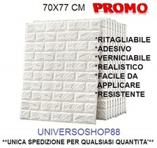 MURO FINTO PANNELLO PARETE FINTO MURO BIANCO PIETRA 70x77 CM ADESIVO REALISTICO
