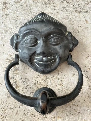 LG ANTIQUE 1904 VICTORIAN GNOME ELF PIXIE FACE ARCHITECTURAL SALVAGE DOORKNOCKER Cover