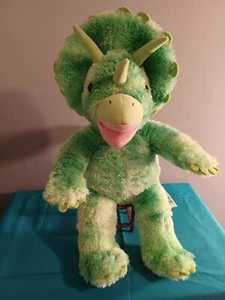 Large 17” Build a Bear Plush Green TRICERATOPS Dinosaur Excellent Collection - Picture 1 of 7