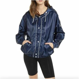NEW! Ivy Park Beyonce Women Baseball Pinstripe Lightweight Hooded Jacket, Size M - Picture 1 of 11