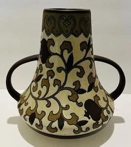 Handgefertigte, handbemalte Kunst Keramik Doppelgriff Vase Steinzeug - Bild 1 von 7