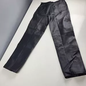 Newport News Styleworks Womens Sz 10 Black Leather Pants Lined Biker Motorcycle - Picture 1 of 8
