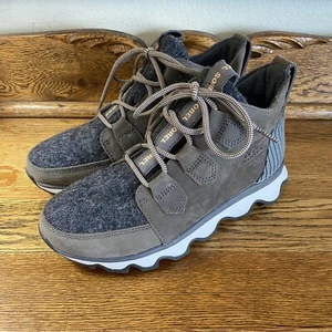 Sorel Womens Kinetic Caribou Ankle Boot Sz 6 Gray/Green Waterproof Lace Up - Picture 1 of 11