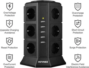 Multipresa Verticale Con 12 Prese 2500W 10A+5 USB Ciabatta x SmartPhone, Tablet - Foto 1 di 6