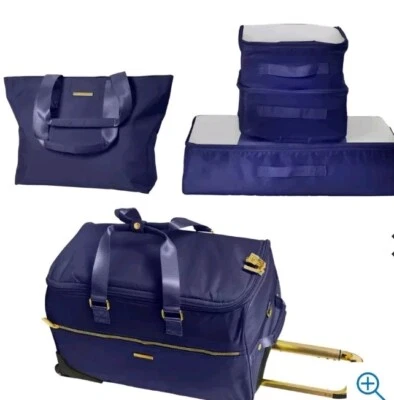 Joy Eco Luxe World Traveler 5pc Weekender Luggage, Tote, Packing Cubes-Blue - Image 1 of 4