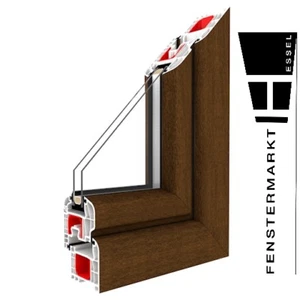 Fenster Nussbaum / weiß - 1 flügelig Dreh-Kipp PVC Fenster Nussbaum Kunststoff  - Bild 1 von 10