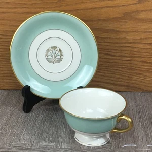 Vintage Pickard Malvern Cup & Saucer Pale Green Bone China # 1005 USA - Picture 1 of 13