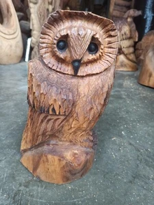 KETTENSÄGE SCHNITZEREI EULE SUSSEX ULME HOLZ HAUS GARTEN RUSTIKAL SKULPTUR KUNSTHANDWERK - Bild 1 von 5