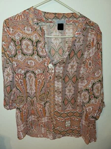 Túnica y2k Kate Henry Mujer Talla XL Gris Salmón Negra 1 Botón Henley Semi Ella - Imagen 1 de 24