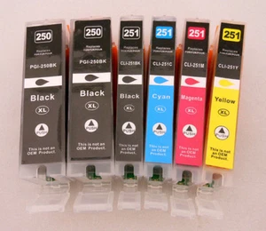 Cartucho de tinta 6pK PGI250 BK CLI251XL para Canon Pixma MG7520 MG6620 MG6420 MG6320 - Imagen 1 de 3