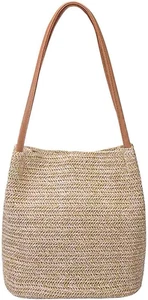 Straw Beach Bag Buckets Totes Handbag Shoulder Tote Bag Straw Purse Summer Purse - Picture 1 of 12