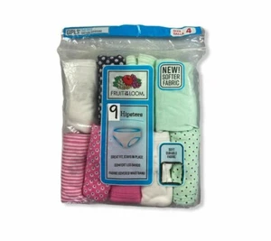 Girls' 9pk Tag-Free Cotton Hipsters - Fruit of the Loom - Assorted - Size 4 - S4 - Picture 1 of 3