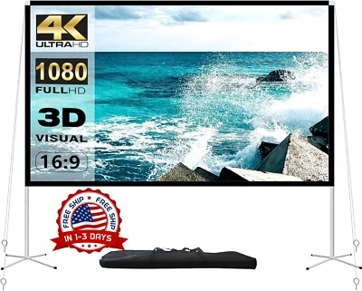 Pantalla De Proyector Con Soporte, Pantalla De Proyector Para Exteriores 100" US - Image 1 of 4