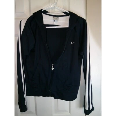 Chaqueta con Capucha Nike Cremallera Completa Azul Marino Rayas Blancas Ropa Deportiva Atlética M Foto 1 de 3