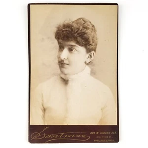 Young Philadelphia Girl Cabinet Card c1890 Pennsylvania Portrait by Santman - Picture 1 of 2