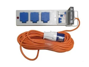 Netz Elektro Anschlusskabel 20m (3-fach Wohnwagen Verlängerungskabel Camping orange) - Bild 1 von 5