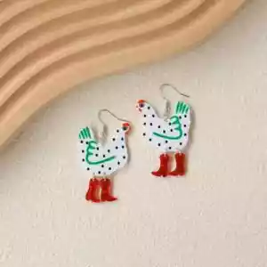 Adorable Chicken Earrings - Cute Acrylic Cartoon Jewelry for Daily & Party Wear - Picture 1 of 3