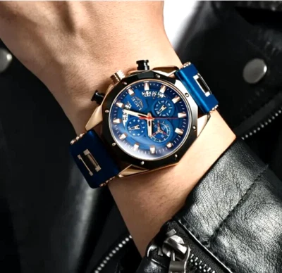 Lujoso Luminoso Cuarzo Cronógrafo Reloj Deportivo Elegante Hombre Mujer Regalo Foto 1 de 4