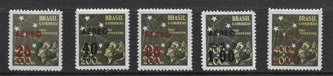 BRAZIL;  1944; SET of 5 MH; SEMIPOSTALS overprinted for AIRMAIL;  Scott# C55-C59 Cover