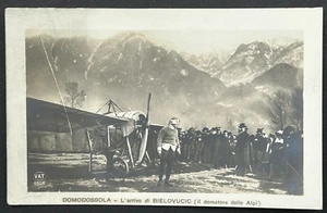 1913 RPPC Aviador Juan Bielovucic Primer Cruce de los Alpes Aterrizaje de Aviones - Imagen 1 de 2