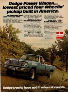 1977 Vintage Print Ad Dodge Power Wagon Pickup Truck Dirt Road Club Cab W100 - Picture 1 of 2