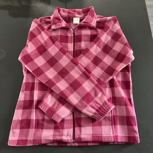 Blair Scandia Fleece Jacket Women's Size M Pink Plaid Zip Up Jacket - Picture 1 of 6