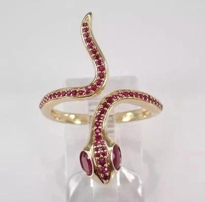 2.00Ct Roiund Cut Lab-Created Red Ruby Women's Band Ring 14k Yellow Gold Plated - Image 1 of 4