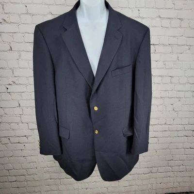 Jack Nicklaus Navy Wool Blend Gold Button Notch Vented Blazer Sport Coat 48L - Image 1 of 4