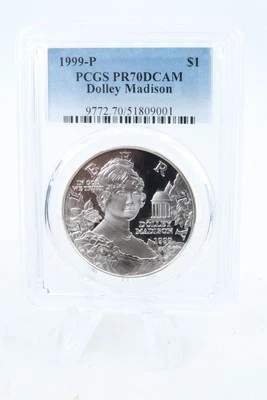 1999-P PCGS PR70DCAM Dolley Madison Silver Modern Commemorative Dollar Proof - Image 1 of 2