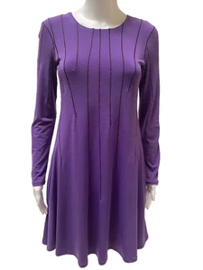 Eva Varro Neu mit Etikett lila Langarm Etuikleid mit Ziernähten Größe Small NEU - Bild 1 von 7