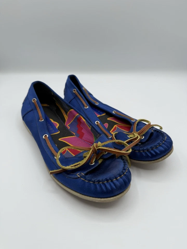 Marc Jacobs Mocasines Azul Satinado Mocasines Cuero Encaje Mujer Zapatos EU 38 US 7.5 Foto 1 de 4