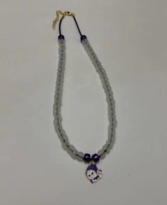 Ghost Grim Reaper pendant with glow in the dark beads on a cord necklace. - Picture 1 of 2