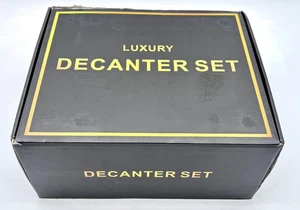 Brand New Lead Free Clear Glass Whiskey/Bourbon Decanter With Glasses - Picture 1 of 7