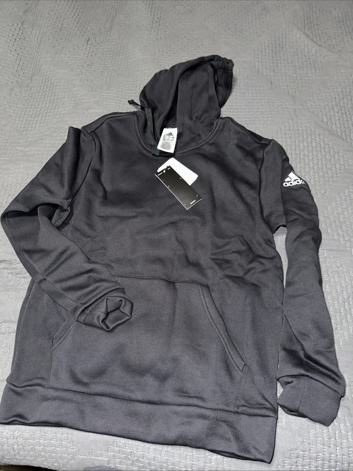Adidas Fleece Hoodie Women's Size Small Black /White Logo