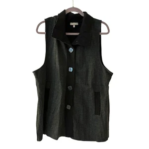 Habitat Clothes to Live in Grey and Black Sleeveless Button Up Vest Size XL - Picture 1 of 7