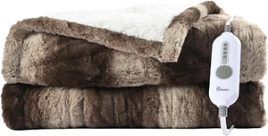 Heated Throw Blanket,Plush Faux Fur to Warm Sherpa Electric Throw with 4 Heating - Picture 1 of 7