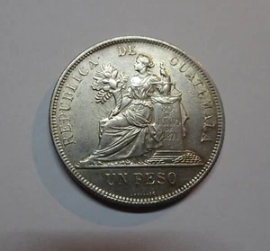 1 PESO - REPUBLICA de GUATEMALA - Un Peso - Guatemalan Old Coin - ANNO 1896 - Bild 1 von 4