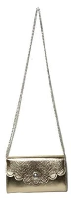 NWT $68 CATHERINE MALANDRINO Gold Sn Python Convertible Clutch Corssbody Handbag - Image 1 of 4