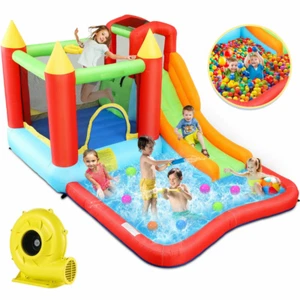 Inflatable Bouncer House w/Air Blower Bouncy Castle+Slide, Pool, Climbing Wall^⭐ - Picture 1 of 17