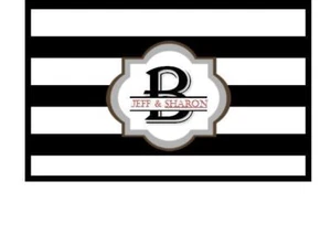 Black and White Stripe split monogram Personalized VINYL Checkbook Cover - Picture 1 of 9